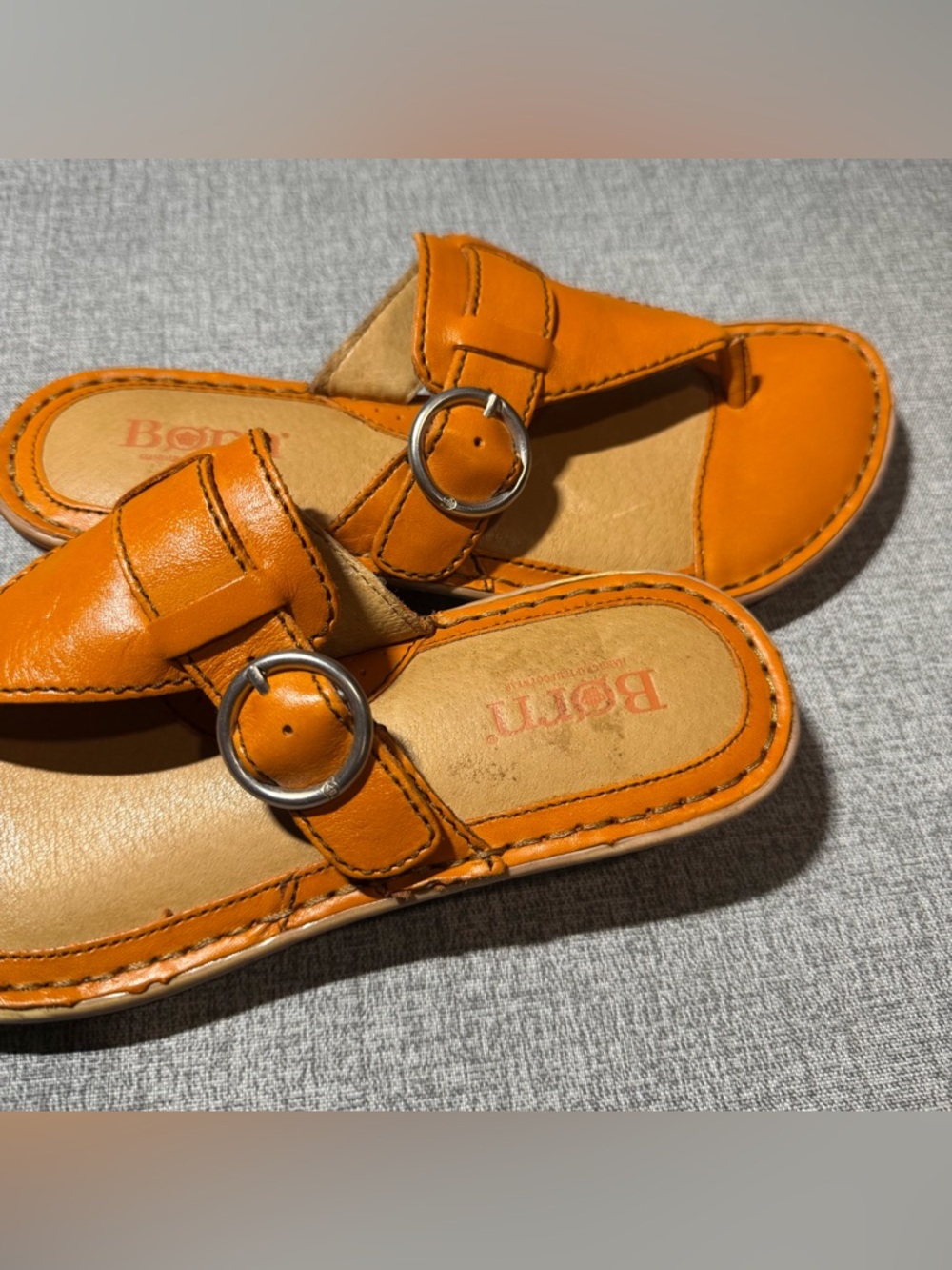 BORN Orange Leather Thong Wedge Sandals🍊 - Picture 7 of 10